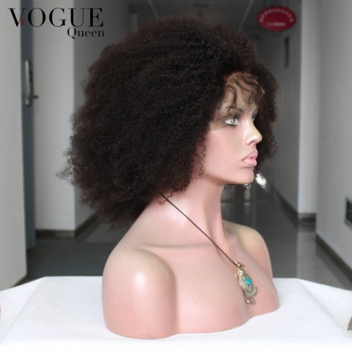 Afro Kinky Curly Wig Bleach Knots Full Lace Wig,100% Human Hair Wigs For African American